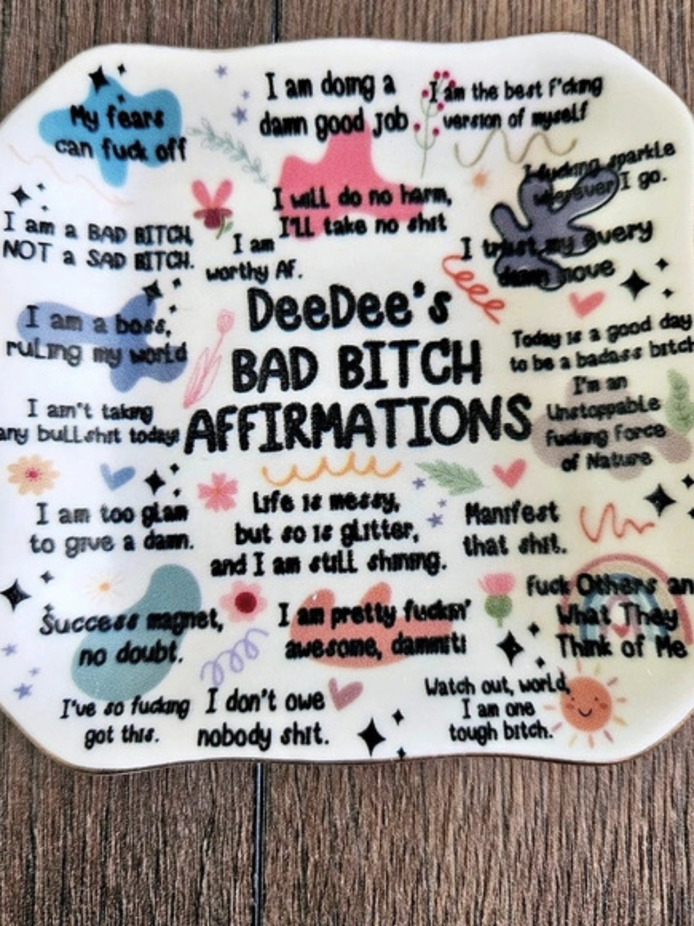 DeeDee's Affirmations Trinket Dish White & Multicolor